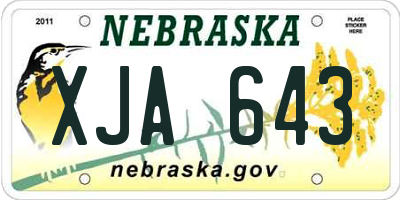 NE license plate XJA643