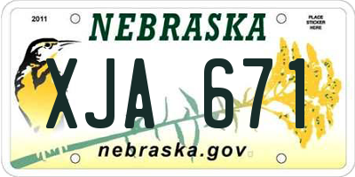 NE license plate XJA671