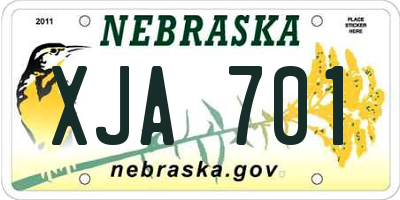NE license plate XJA701