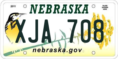 NE license plate XJA708