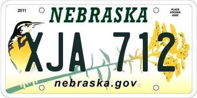 NE license plate XJA712