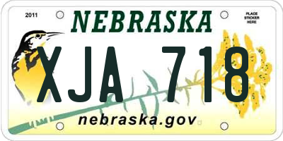 NE license plate XJA718