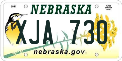 NE license plate XJA730