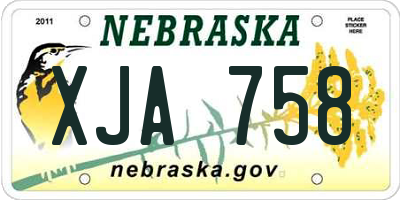 NE license plate XJA758