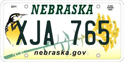 NE license plate XJA765