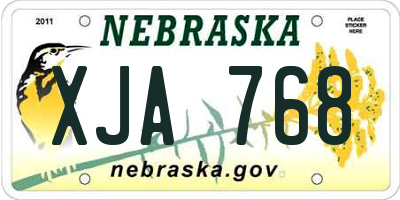 NE license plate XJA768