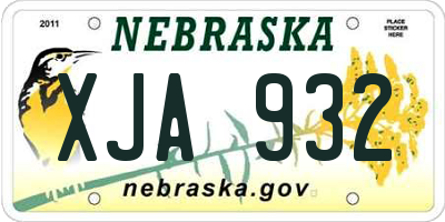 NE license plate XJA932