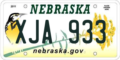 NE license plate XJA933