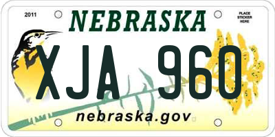 NE license plate XJA960