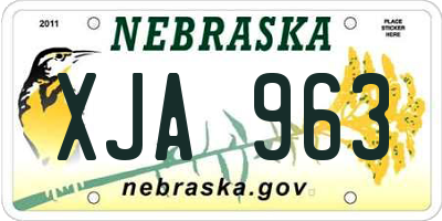 NE license plate XJA963