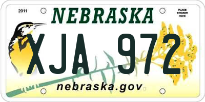 NE license plate XJA972