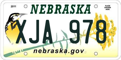NE license plate XJA978