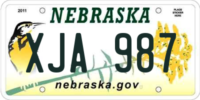 NE license plate XJA987