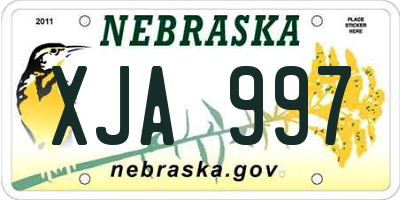 NE license plate XJA997