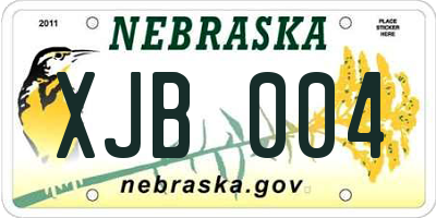 NE license plate XJB004