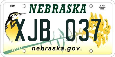 NE license plate XJB037