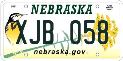NE license plate XJB058