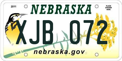 NE license plate XJB072
