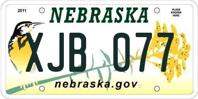 NE license plate XJB077