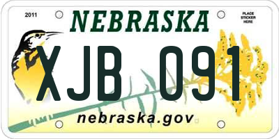 NE license plate XJB091