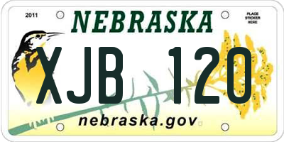 NE license plate XJB120