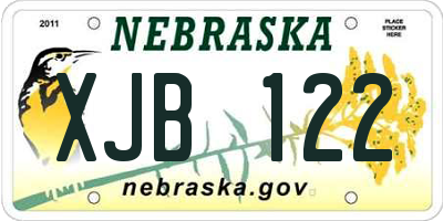 NE license plate XJB122