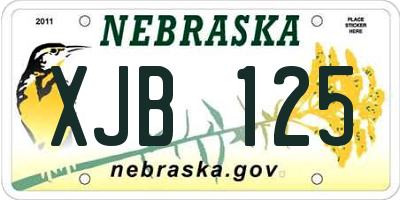 NE license plate XJB125