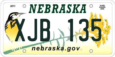 NE license plate XJB135