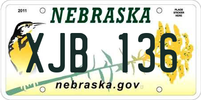 NE license plate XJB136