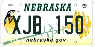 NE license plate XJB150