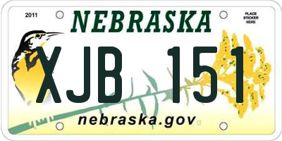NE license plate XJB151