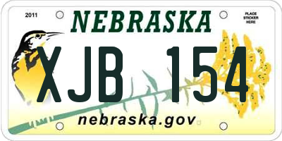 NE license plate XJB154