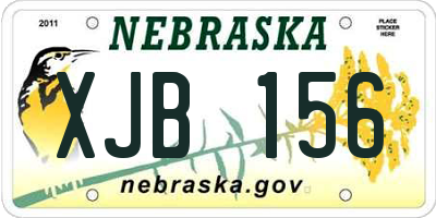 NE license plate XJB156