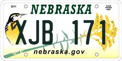 NE license plate XJB171