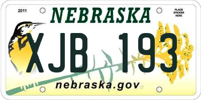 NE license plate XJB193