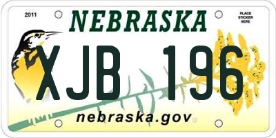 NE license plate XJB196