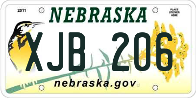 NE license plate XJB206