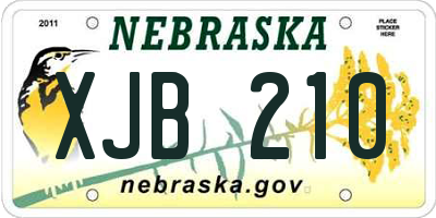 NE license plate XJB210