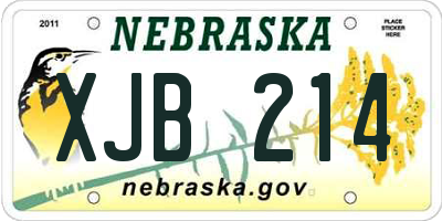 NE license plate XJB214