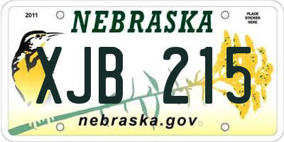 NE license plate XJB215