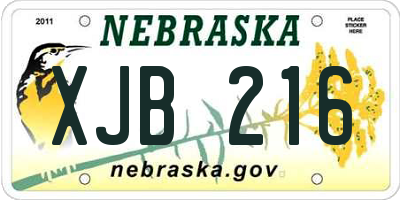 NE license plate XJB216