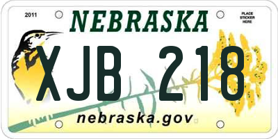 NE license plate XJB218