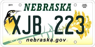 NE license plate XJB223