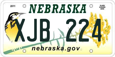 NE license plate XJB224