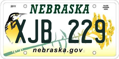 NE license plate XJB229