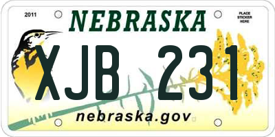 NE license plate XJB231