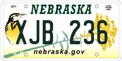 NE license plate XJB236