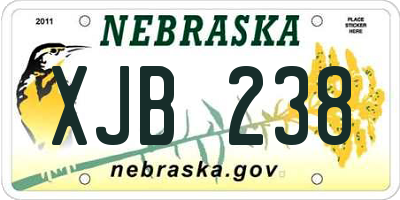 NE license plate XJB238