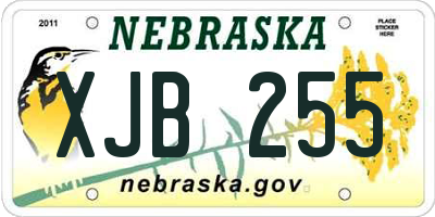 NE license plate XJB255