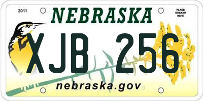 NE license plate XJB256